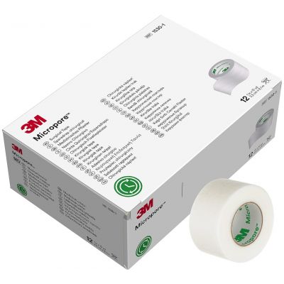 3M Micropore Surgical Tape 2.5cm x 9.1m (1" x 10yd) – Pack of 12