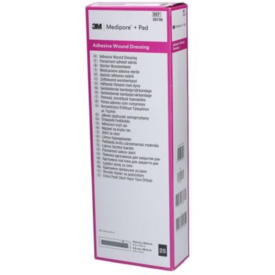 3573E  3M Medipore + Pad Soft Cloth Adhesive Wound Dressing, Size: 10cm x 35cm  (4" x 13-3/4")