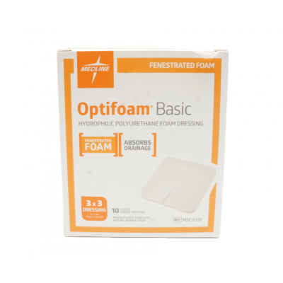 OPTIFOAM BASIC SIZE: 3"x3" HYDROPHILIC POLYURETHANE FOAM DRESSING