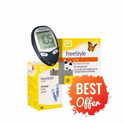 Free Style Lite Glucometer + 50's Strips + 50's Lancets